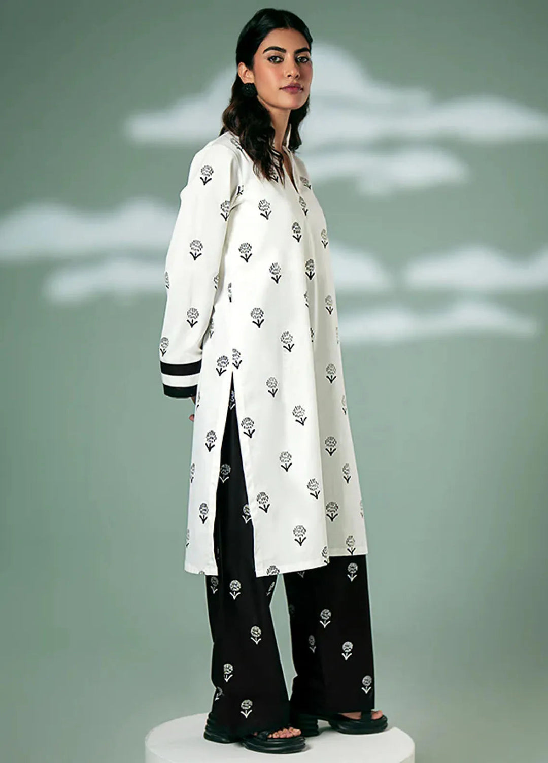 Fozia Khalid Pret Casual Cotton 2 Piece Monochrome