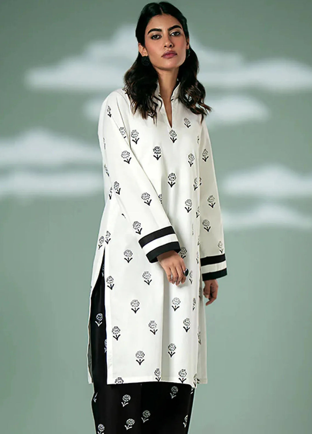 Fozia Khalid Pret Casual Cotton 2 Piece Monochrome