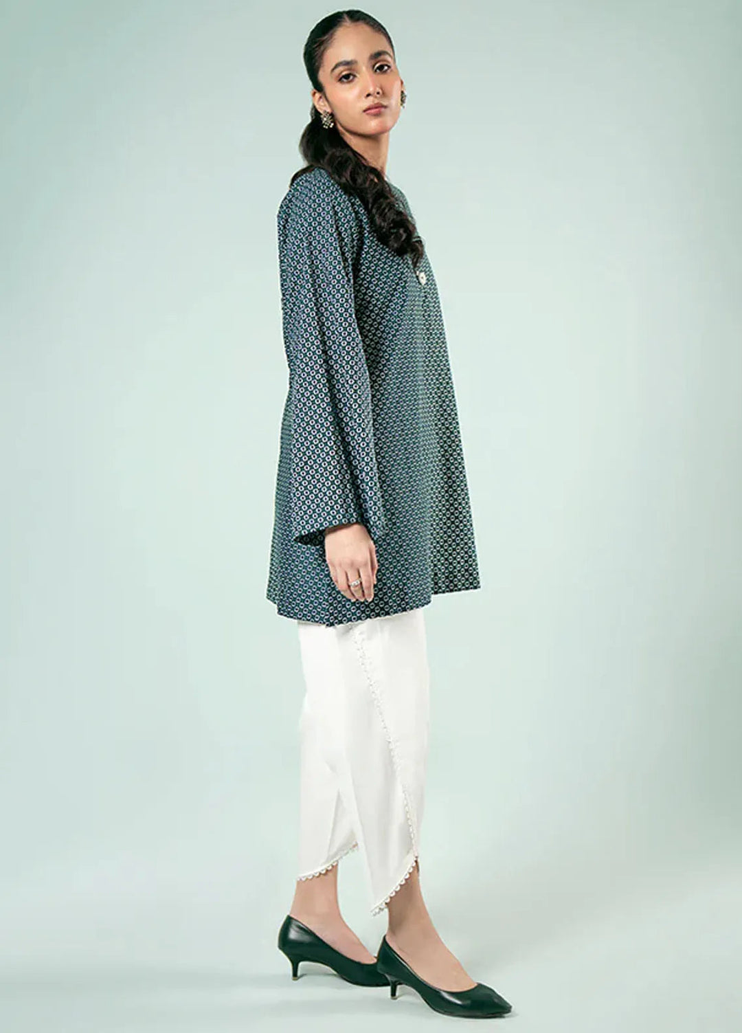 Fozia Khalid Pret Casual Cotton Kurti Dotted Printed