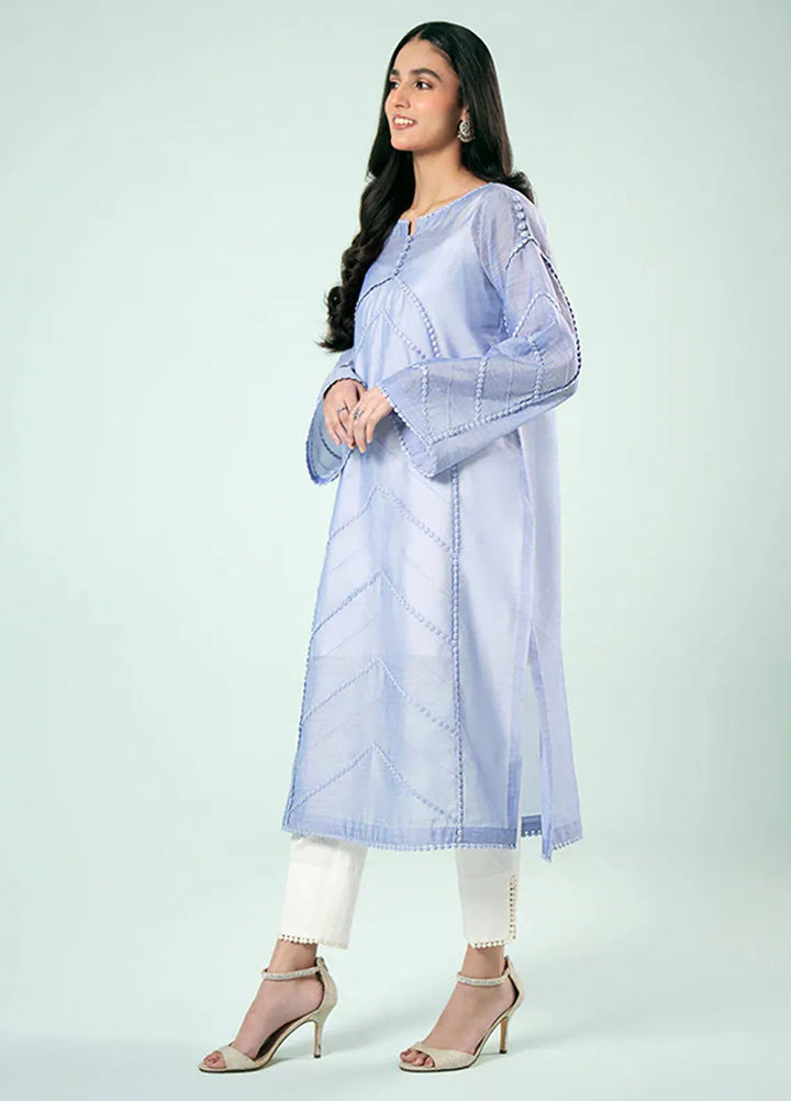 Fozia Khalid Pret Casual Silk Kurti Lavender Tunic