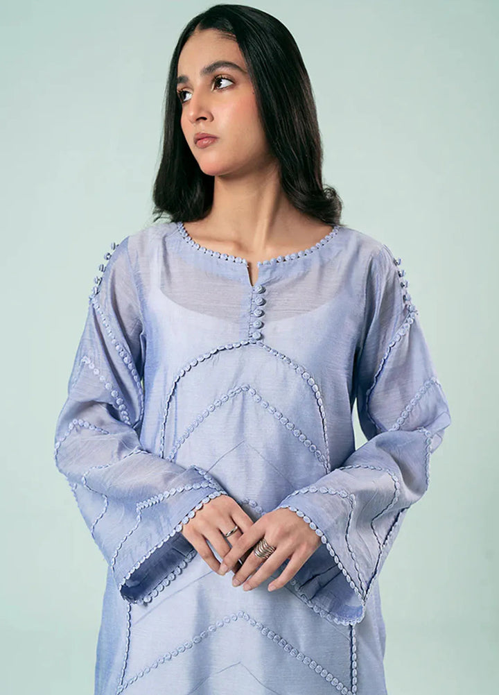 Fozia Khalid Pret Casual Silk Kurti Lavender Tunic