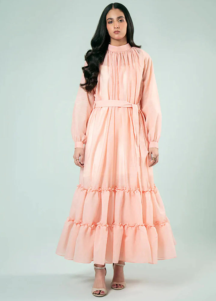 Fozia Khalid Pret Casual Silk Kurti Layered Mock Neck
