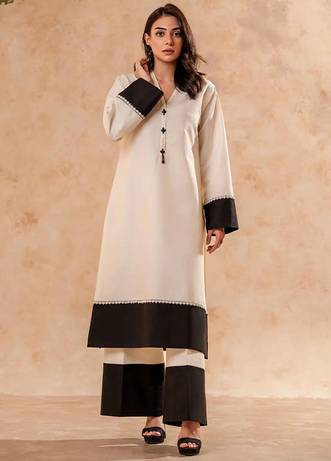 Fozia Khalid Pret Embroidered Cotton Kurti Monochrome Tunic