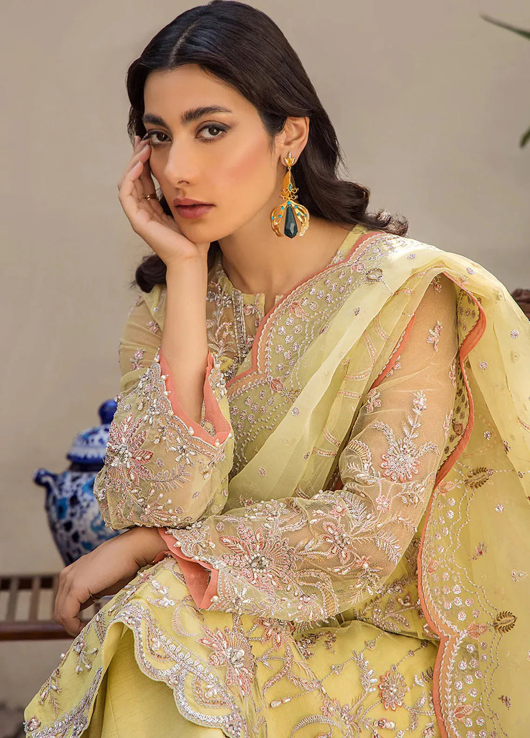 Fozia Khalid Pret Embroidered Net 3 Piece Suit Antheia