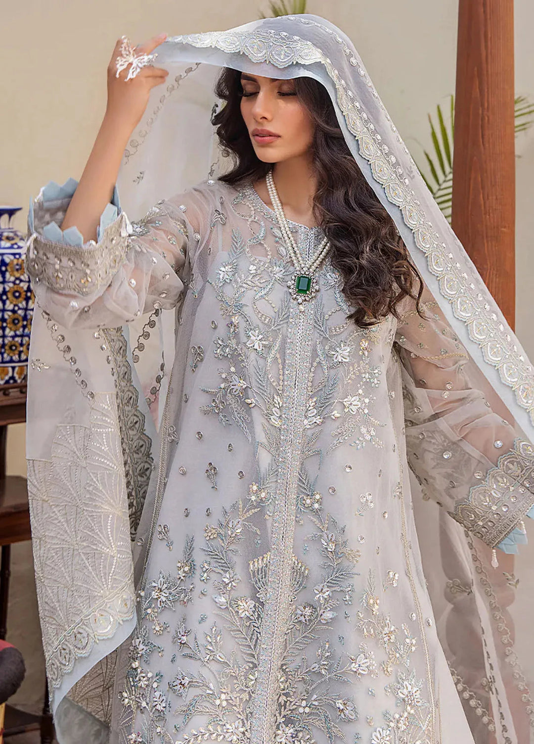 Fozia Khalid Pret Embroidered Net 3 Piece Suit Elora