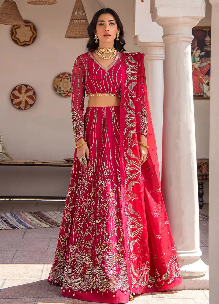 Fozia Khalid Pret Embroidered Net 3 Piece Suit Roseate