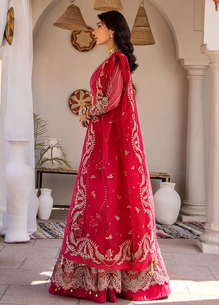 Fozia Khalid Pret Embroidered Net 3 Piece Suit Roseate