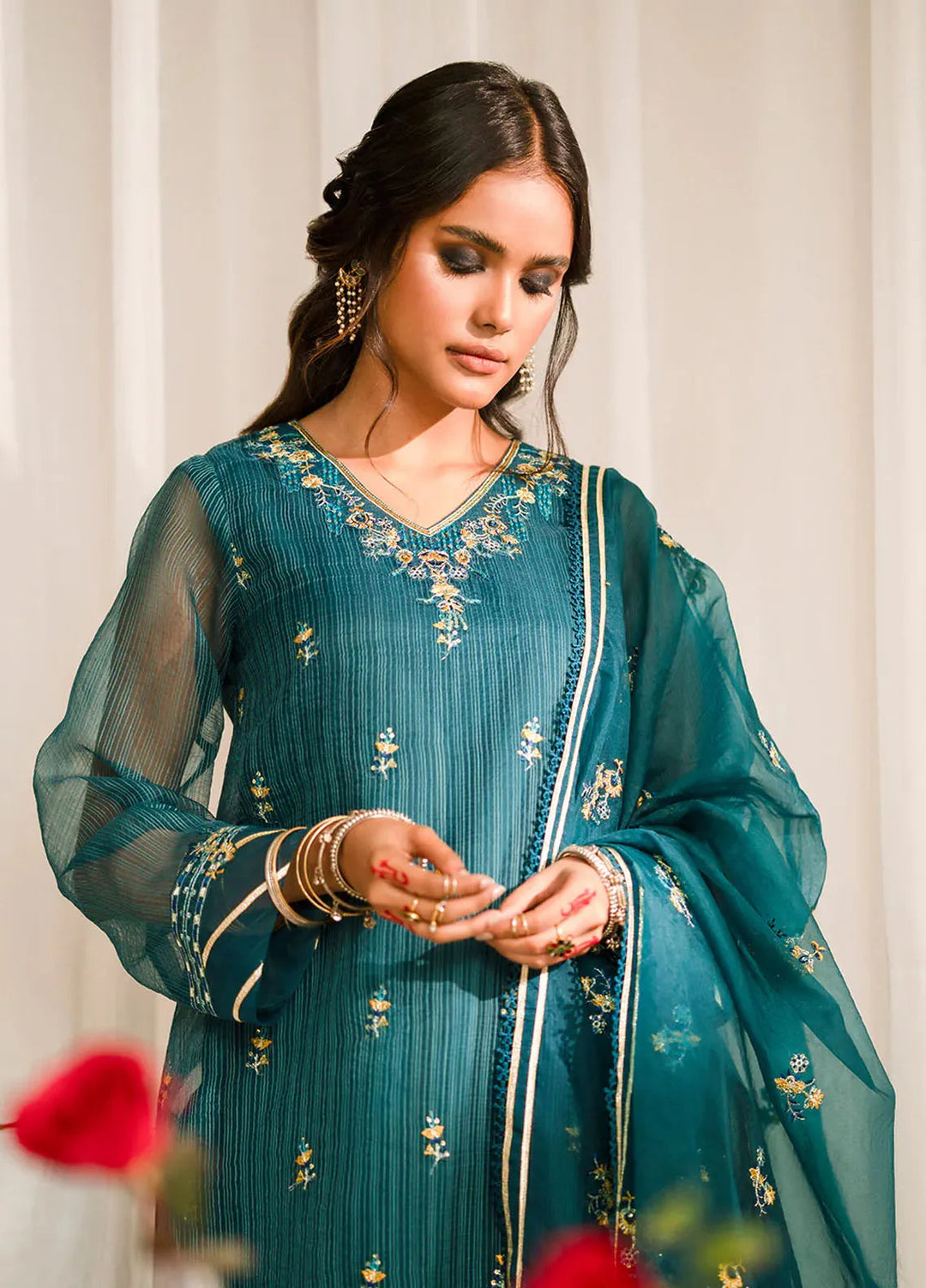 Fozia Khalid Pret Embroidered Organza 3 Piece Suit Ayla