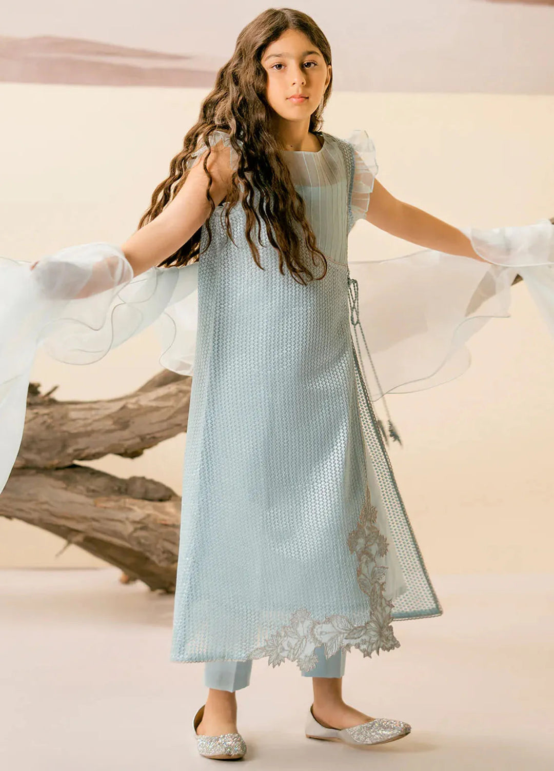 Fozia Khalid Pret Embroidered Organza 3 Piece Suit For Kids Yesra