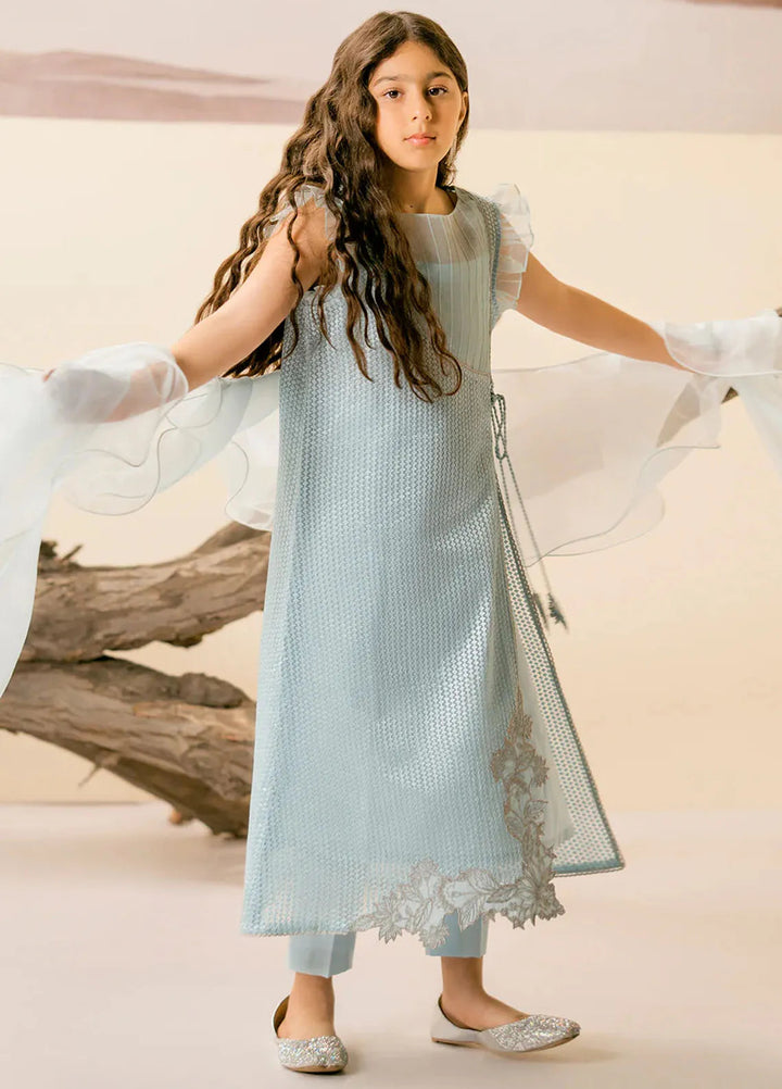 Fozia Khalid Pret Embroidered Organza 3 Piece Suit For Kids Yesra