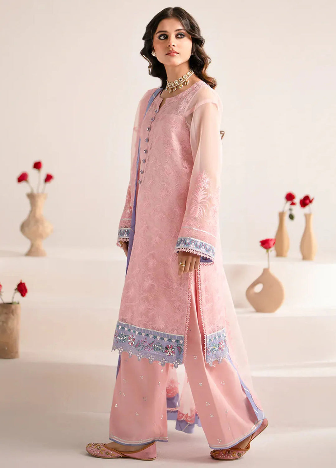 Fozia Khalid Pret Embroidered Organza 3 Piece Suit Gulfam