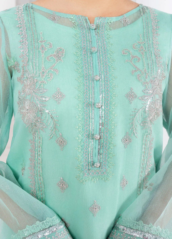 Fozia Khalid Pret Embroidered Organza 4 Piece Suit Mint Green