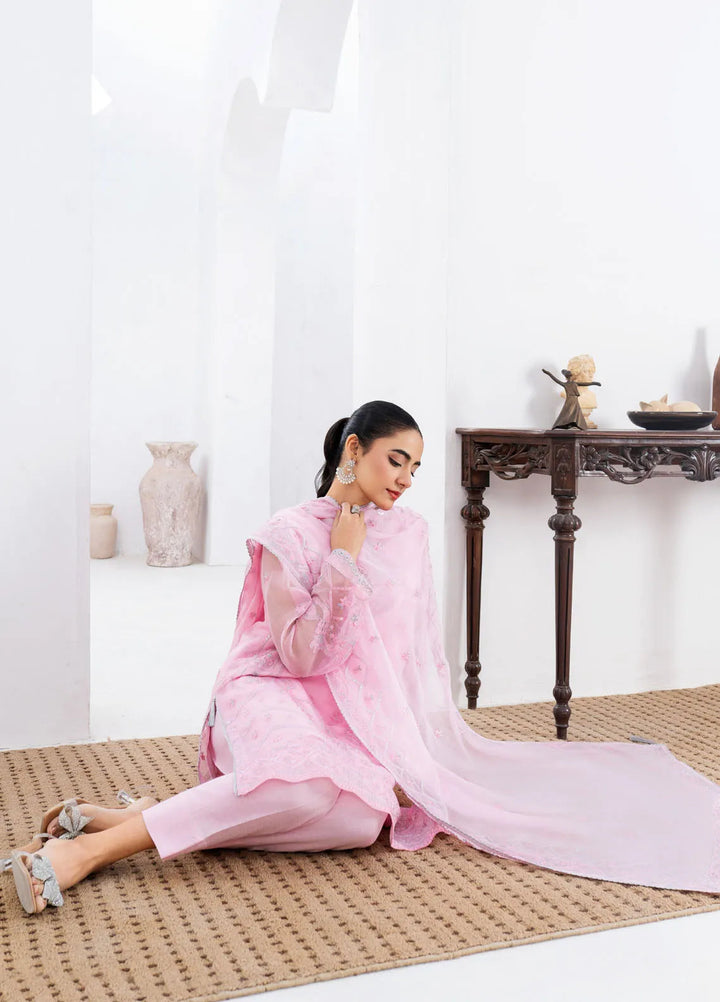 Fozia Khalid Pret Embroidered Organza 4 Piece Suit Pink