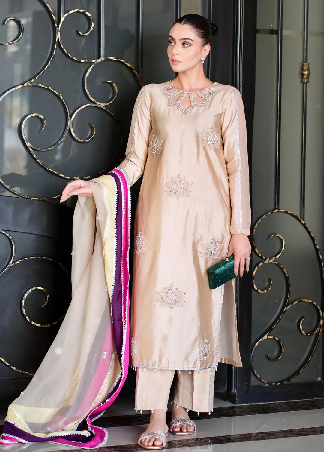 Fozia Khalid Pret Embroidered Sheesha Silk 3 Piece Suit Haya