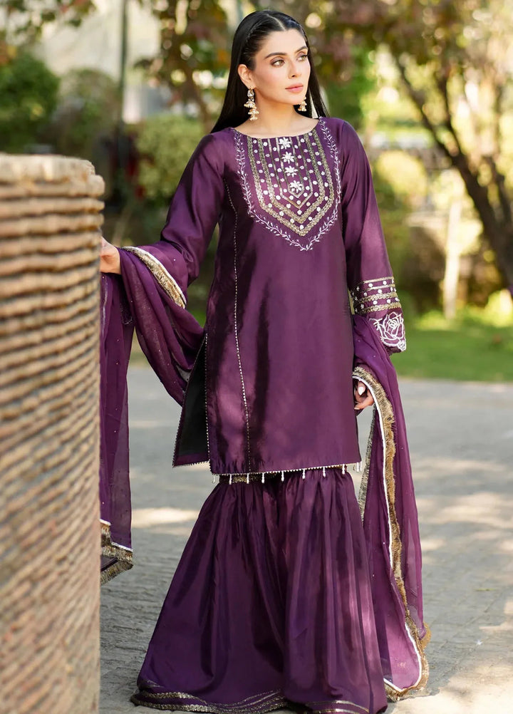 Fozia Khalid Pret Embroidered Sheesha Silk 3 Piece Suit Zeb