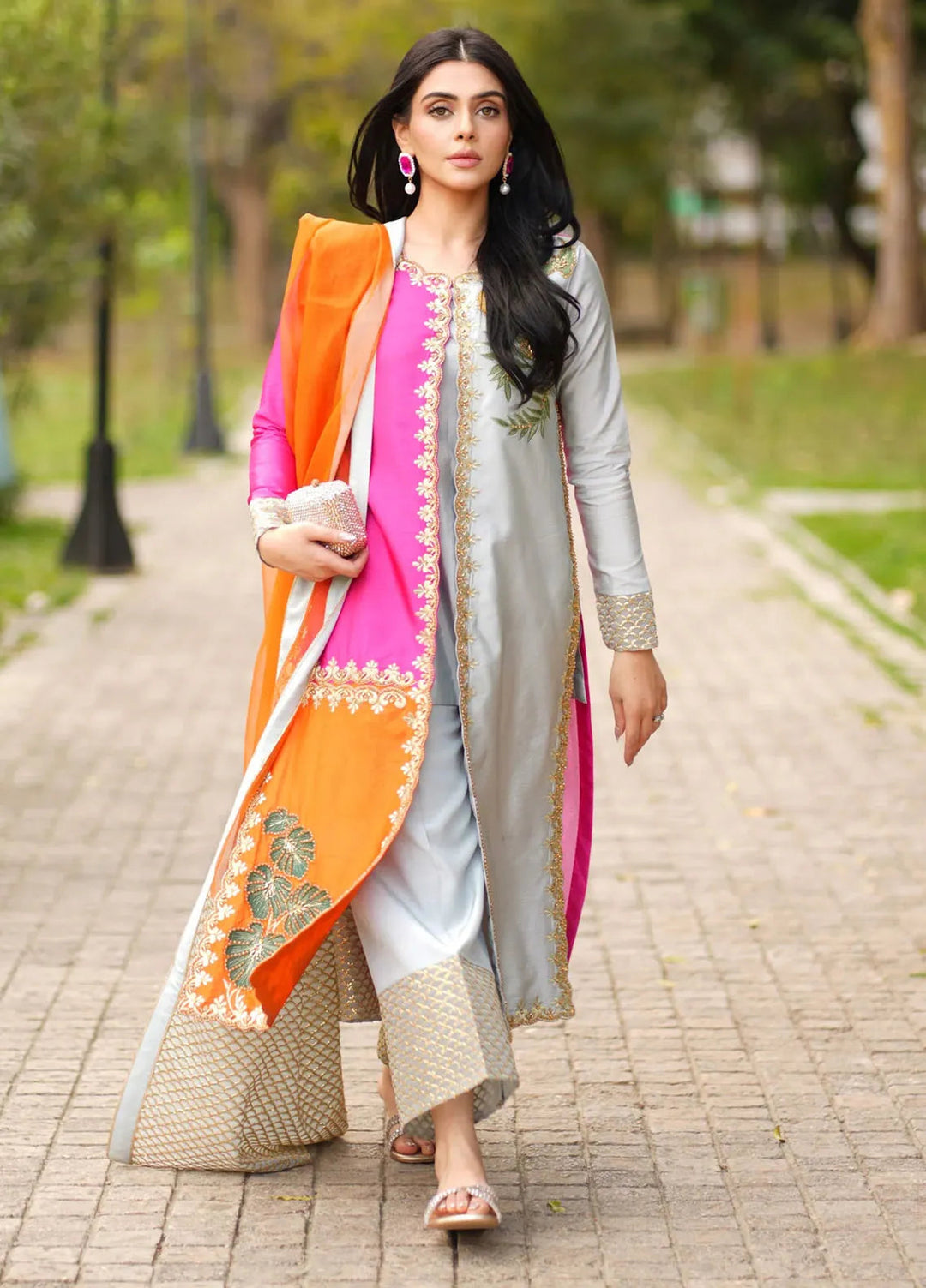 Fozia Khalid Pret Embroidered Sheesha Silk 4 Piece Suit Abeer