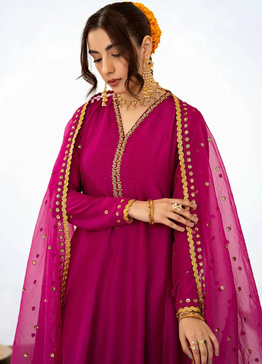 Fozia Khalid Pret Embroidered Silk 2 Piece Suit Daneen