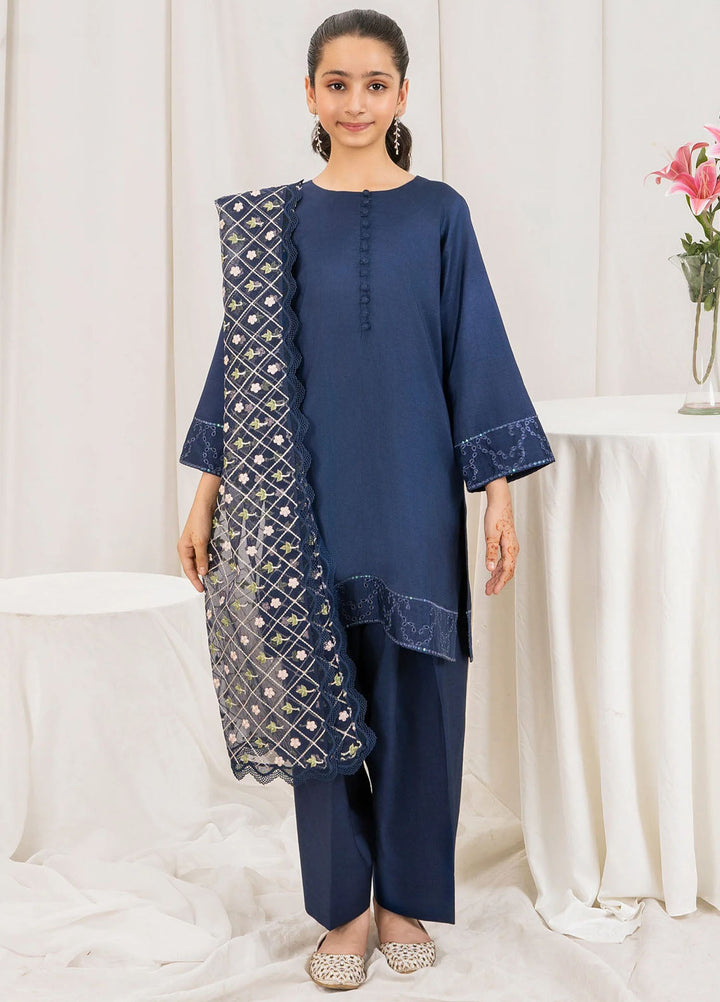 Fozia Khalid Pret Embroidered Silk 3 Piece Suit Mullberry Kids