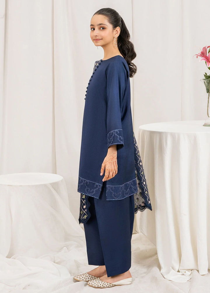 Fozia Khalid Pret Embroidered Silk 3 Piece Suit Mullberry Kids