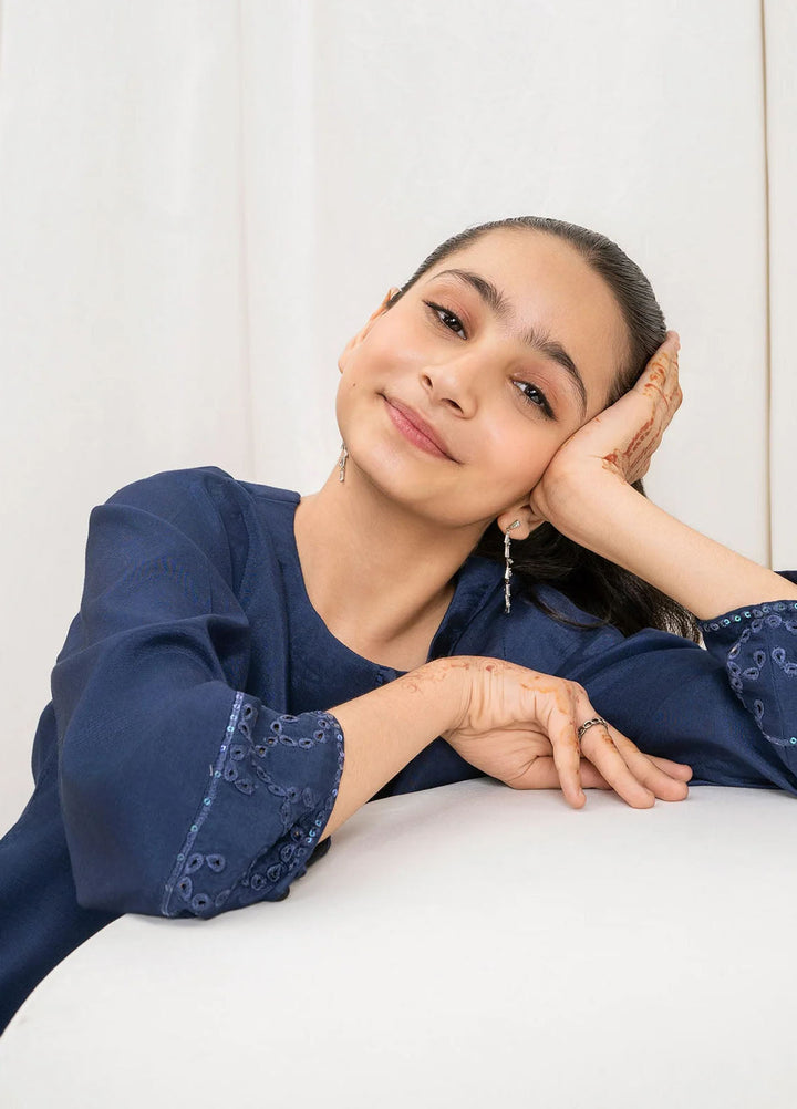 Fozia Khalid Pret Embroidered Silk 3 Piece Suit Mullberry Kids