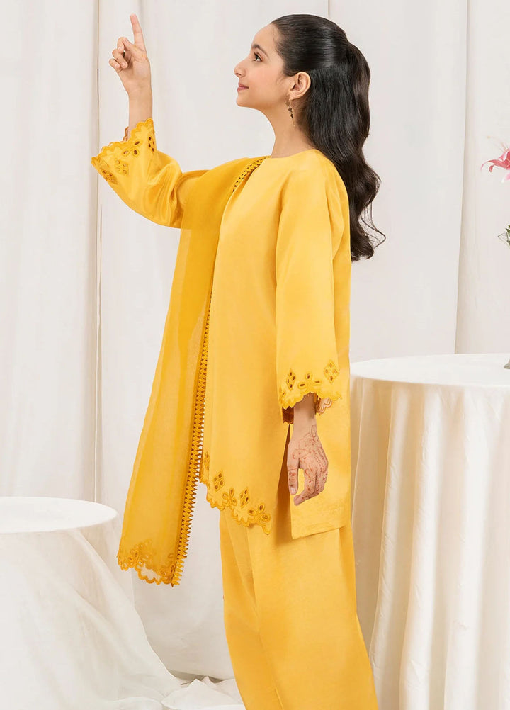 Fozia Khalid Pret Embroidered Silk 3 Piece Suit Saffron Kids