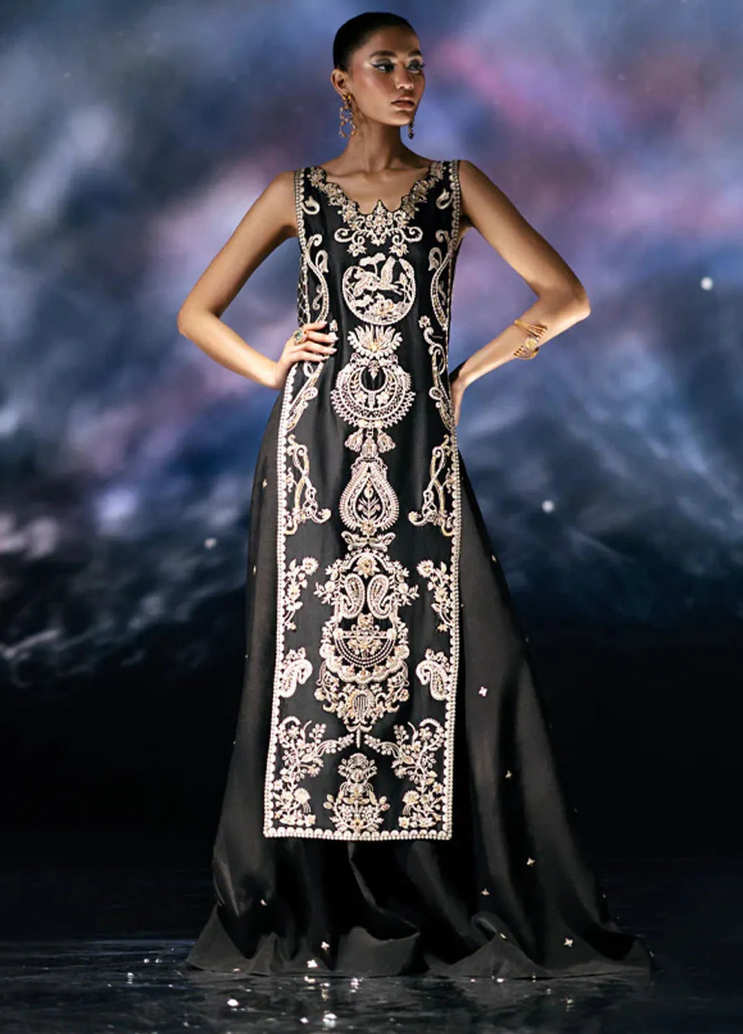 Fozia Khalid Pret Embroidered Silk tissue 2 Piece Suit Estelle