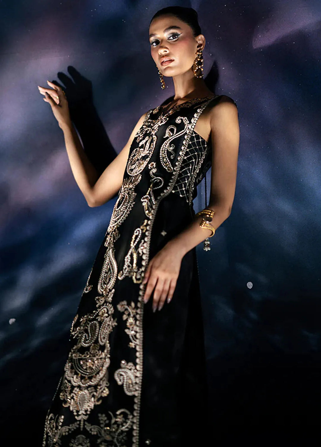 Fozia Khalid Pret Embroidered Silk tissue 2 Piece Suit Estelle