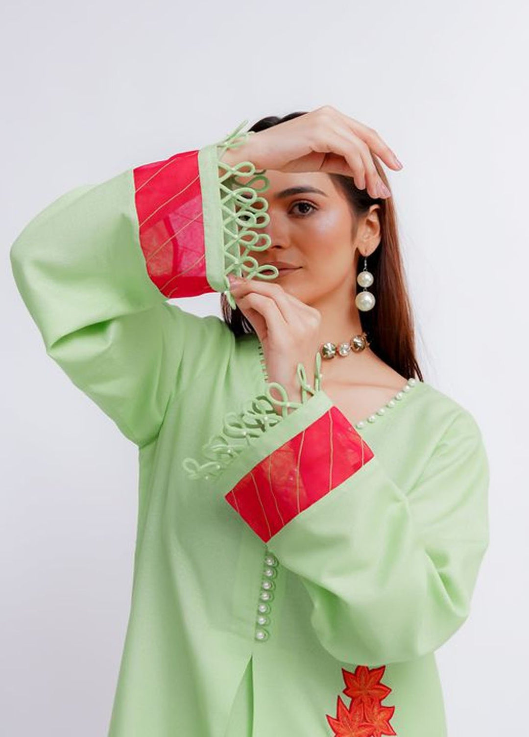 Fozia Khalid Pret Solid Cotton 2 Piece Suit Hevin