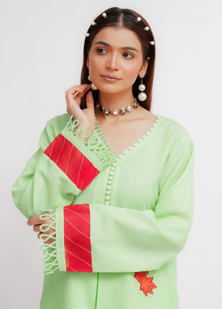 Fozia Khalid Pret Solid Cotton 2 Piece Suit Hevin