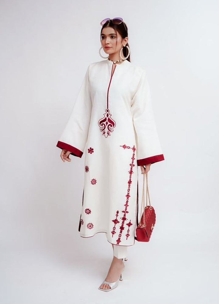 Fozia Khalid Pret Solid Cotton 2 Piece Suit Isra