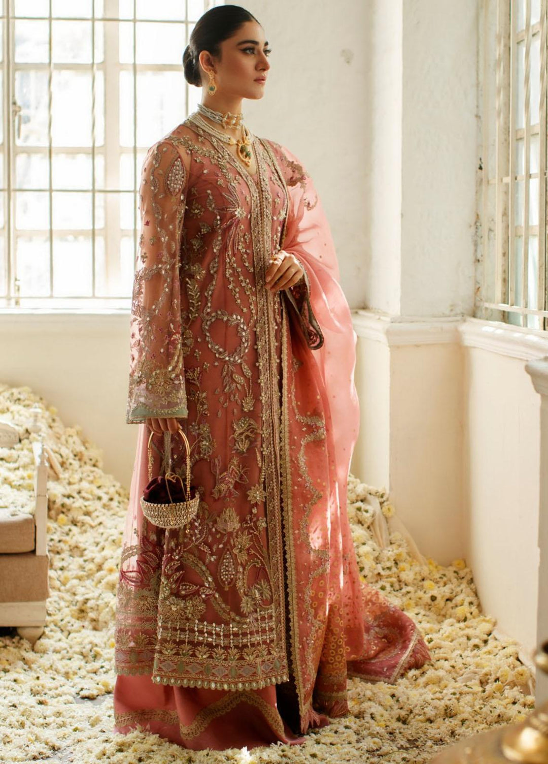 Freeshia by Suffuse Sana Yasir Embroidered Net Suits Unstitched 3 Piece FRS22WD Zareen - Wedding Collection