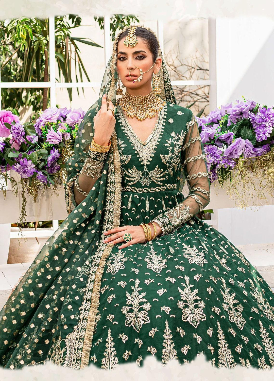 A'La Mode By Gisele Embroidered Net Suits Unstitched 3 Piece GL22A Freesia - Luxury Collection