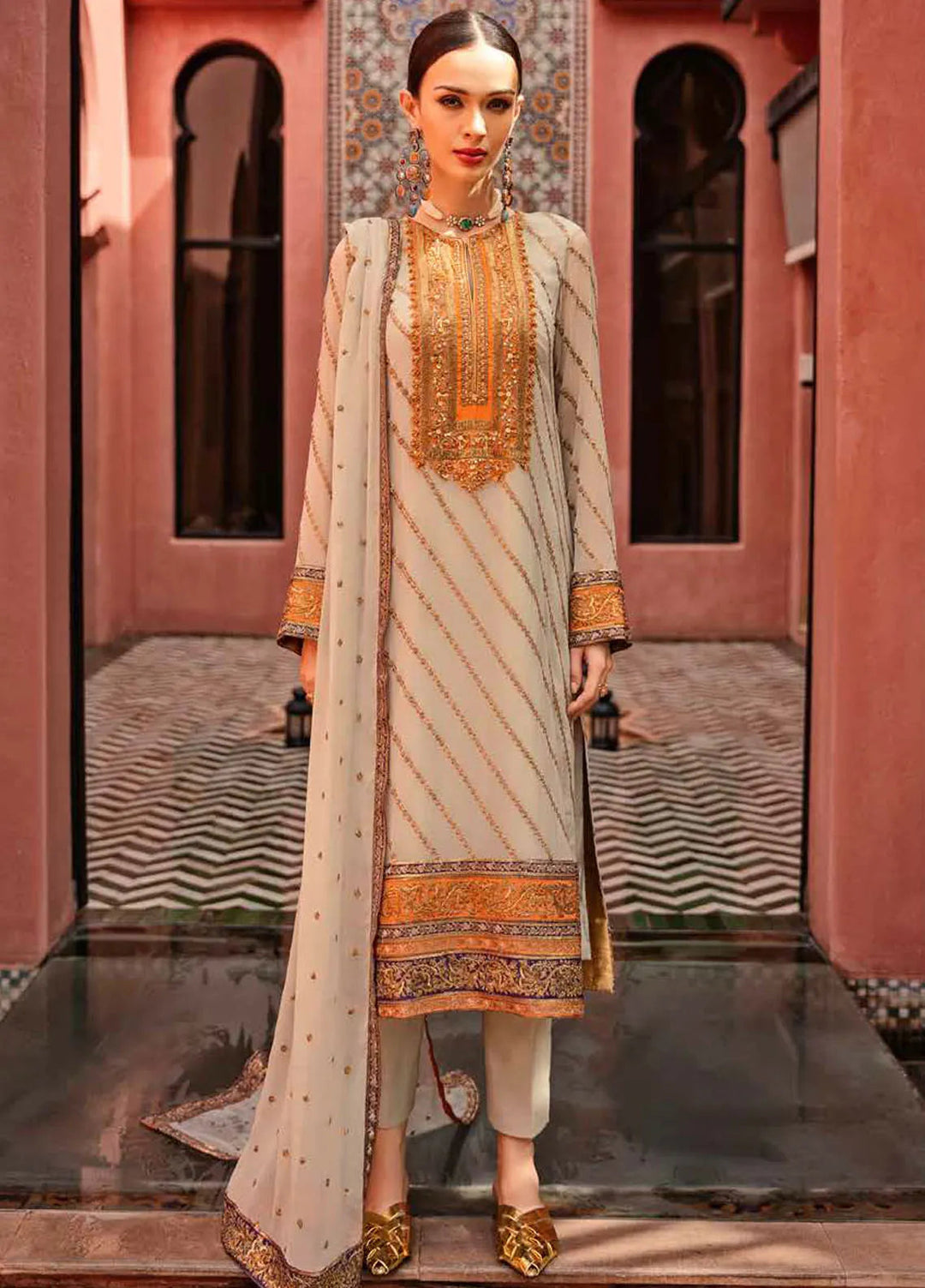 Freesia Luxury Formals Embroidered Chiffon Suit Unstitched 3 Piece FRE24L Catalina FW23511 - Formals Collection