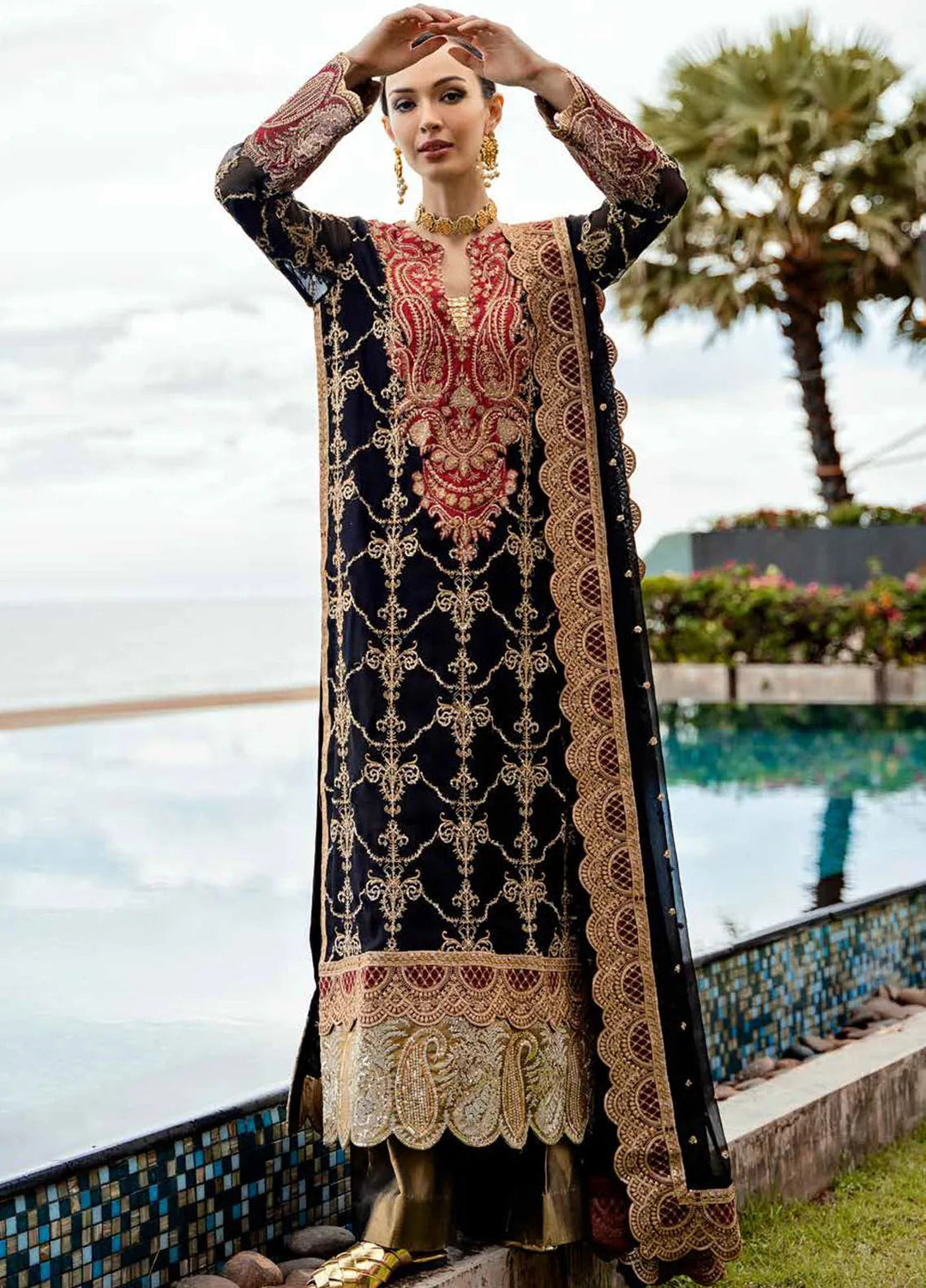 Freesia Luxury Formals Embroidered Chiffon Suit Unstitched 3 Piece FRE24L Zoelie FW23517 - Formals Collection