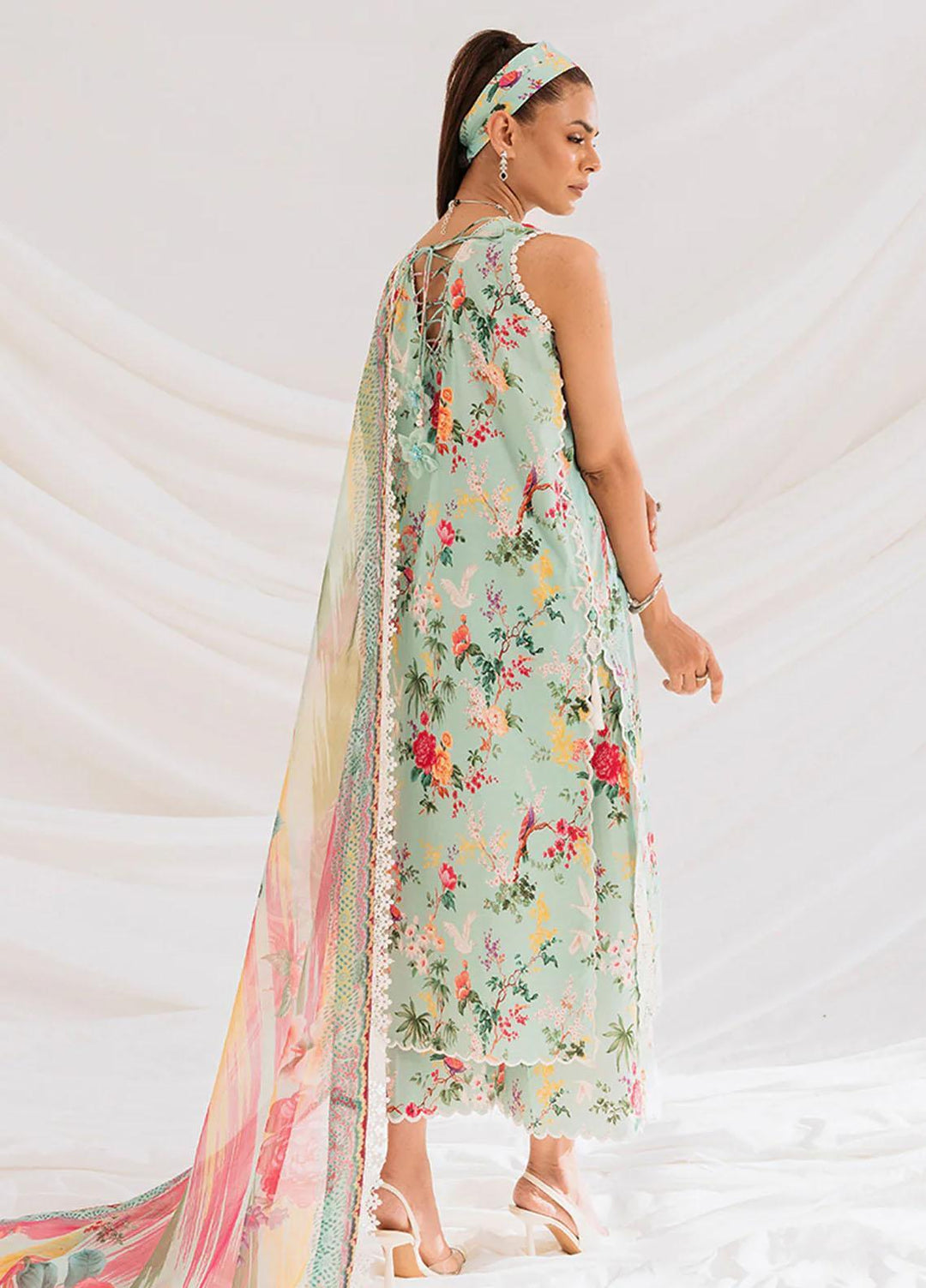 French Garden By Faixa Faixal Embroidered Lawn Suits Unstitched 3 Piece FFX23FG Heather - Eid Collection