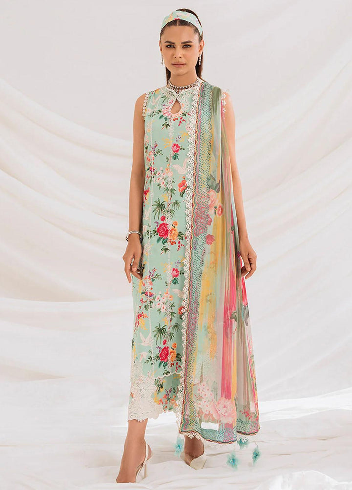 French Garden By Faixa Faixal Embroidered Lawn Suits Unstitched 3 Piece FFX23FG Heather - Eid Collection