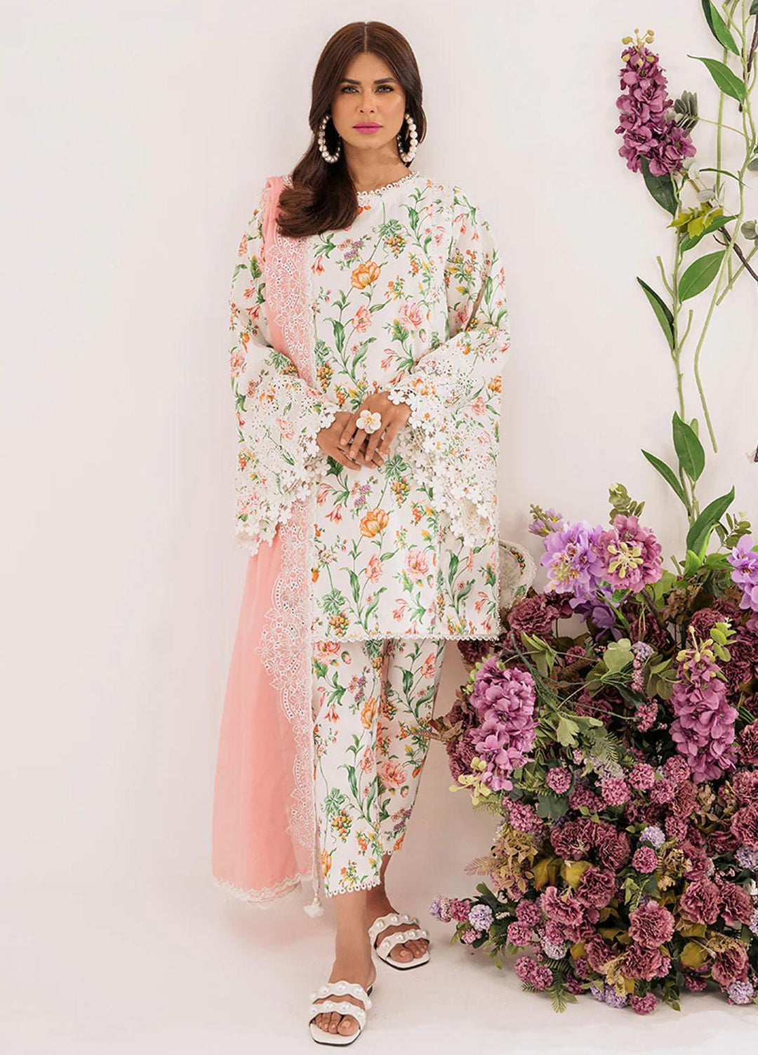 French Garden By Faixa Faixal Embroidered Lawn Suits Unstitched 3 Piece FFX23FG Aster - Eid Collection