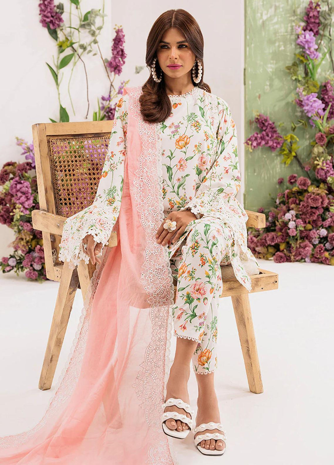 French Garden By Faixa Faixal Embroidered Lawn Suits Unstitched 3 Piece FFX23FG Aster - Eid Collection