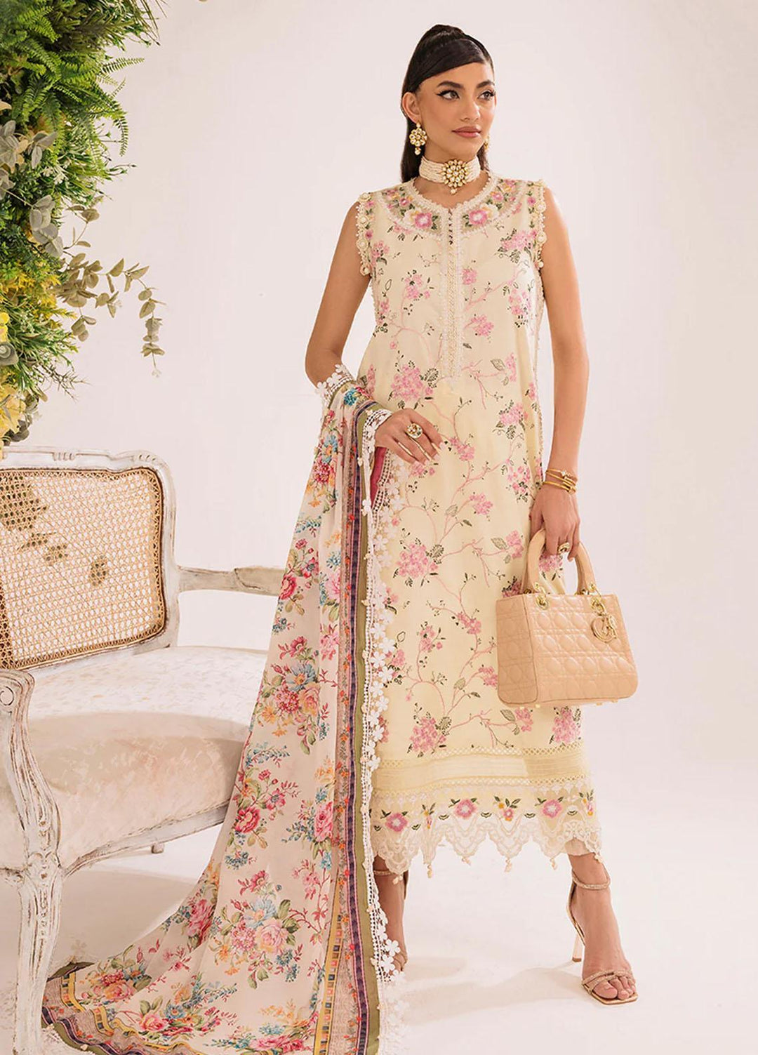 French Garden By Faixa Faixal Embroidered Lawn Suits Unstitched 3 Piece FFX23FG Summer Sunrise - Eid Collection