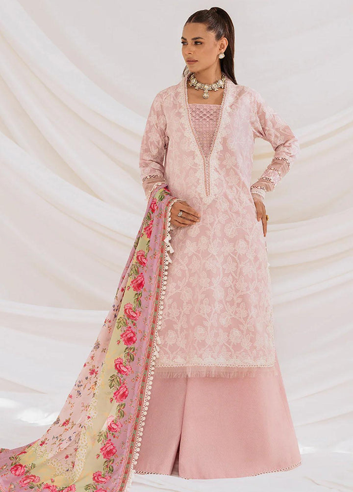 French Garden By Faixa Faixal Embroidered Lawn Suits Unstitched 3 Piece FFX23FG Rosy Bloom - Eid Collection
