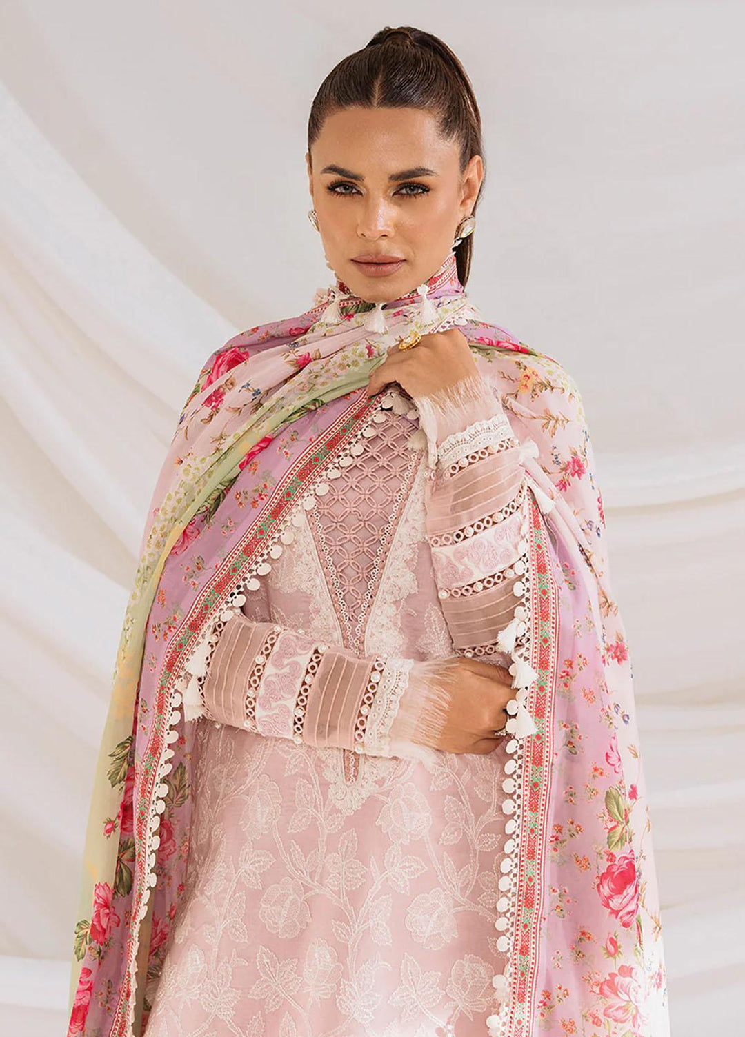 French Garden By Faixa Faixal Embroidered Lawn Suits Unstitched 3 Piece FFX23FG Rosy Bloom - Eid Collection