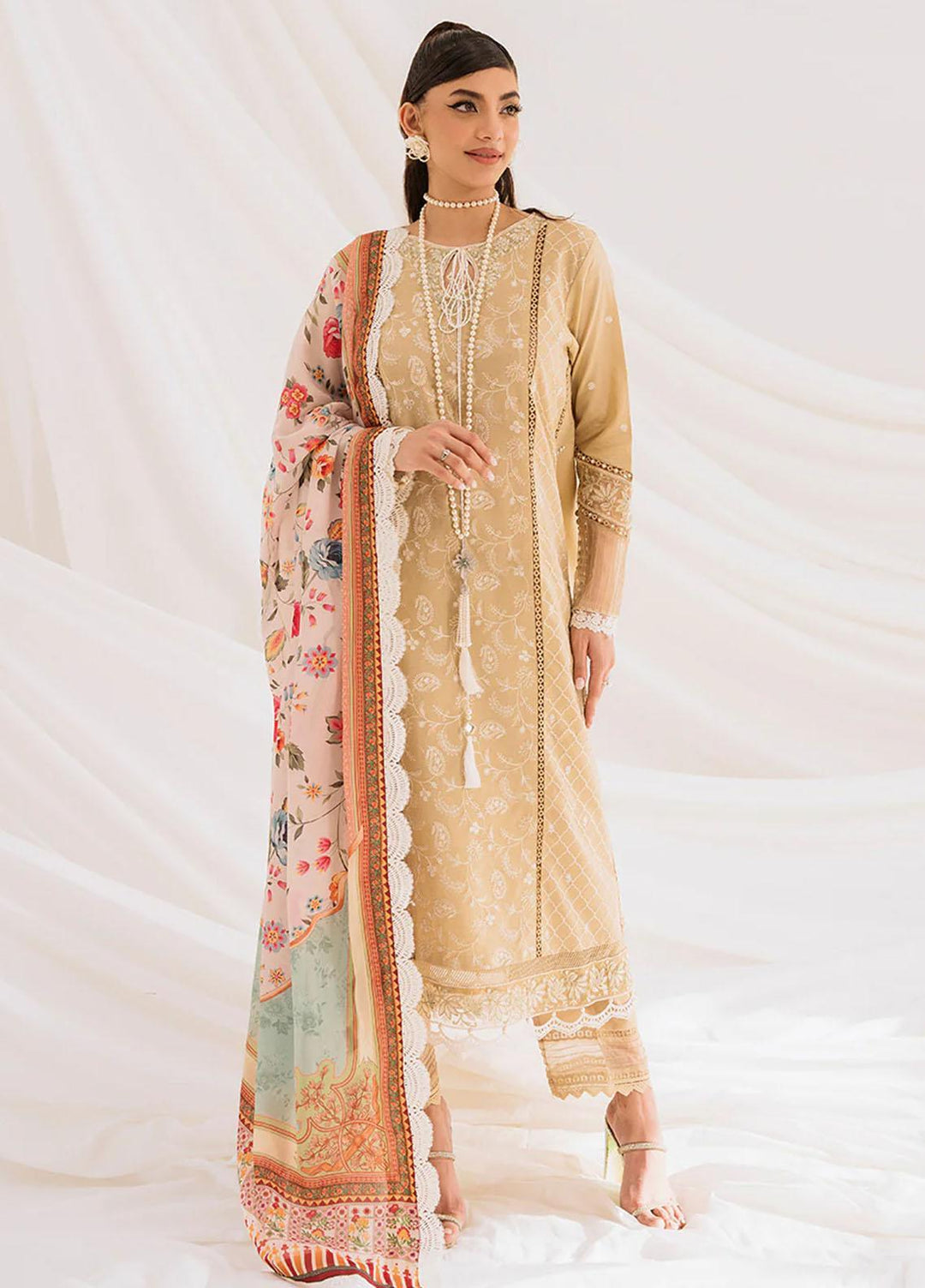 French Garden By Faixa Faixal Embroidered Lawn Suits Unstitched 3 Piece FFX23FG Cecelia - Eid Collection