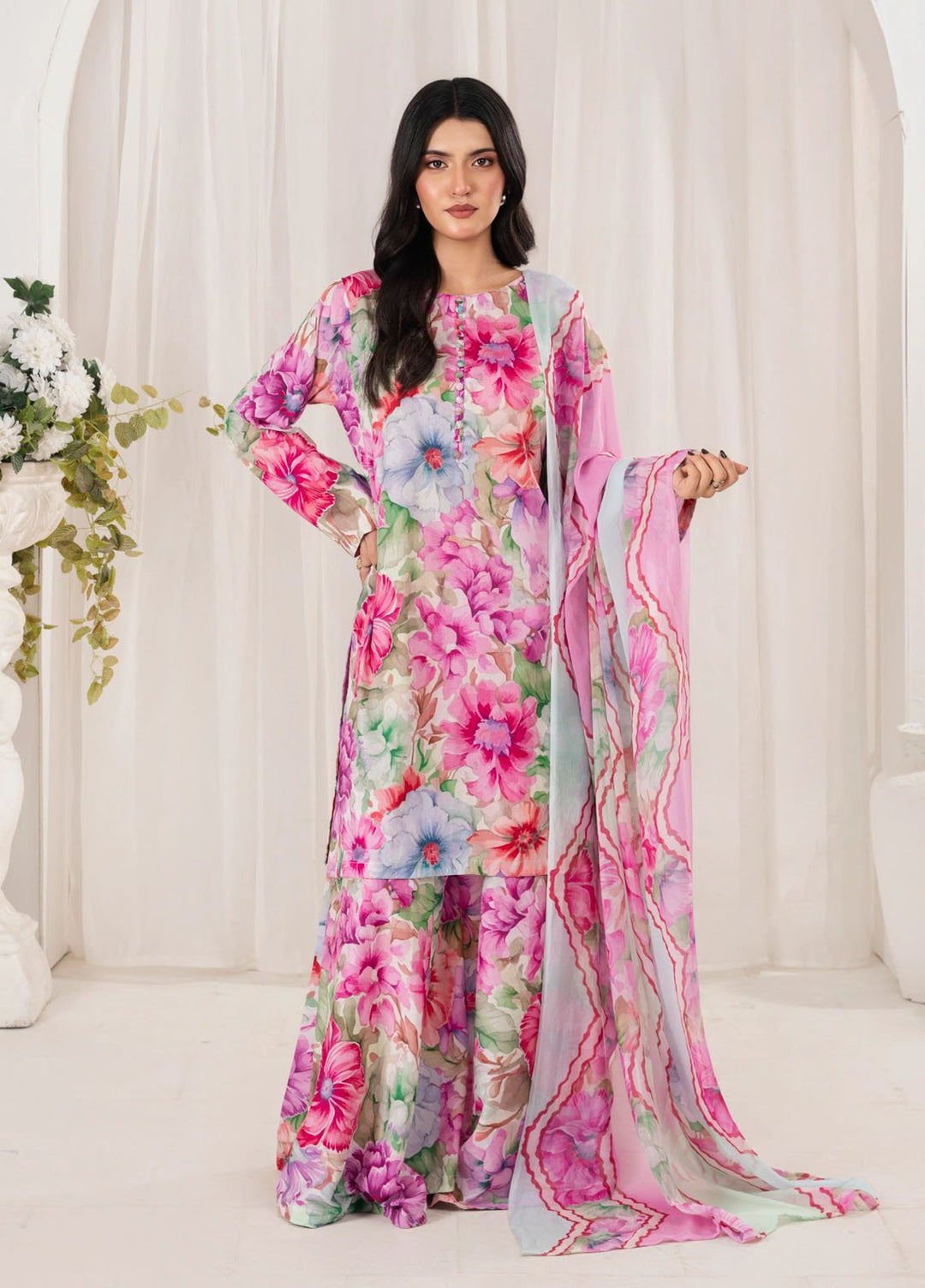 Frilly Flowers by Feathers Printed Lawn 3 Piece Suits Mirzella