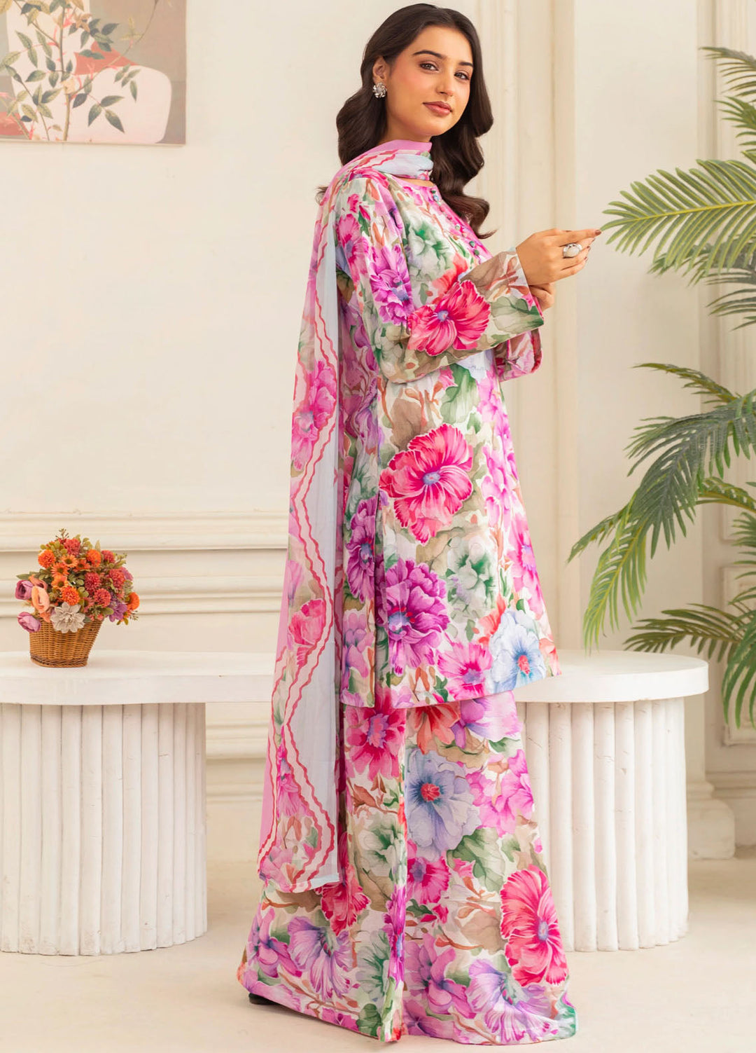 Frilly Flowers by Feathers Printed Lawn 3 Piece Suits Mirzella