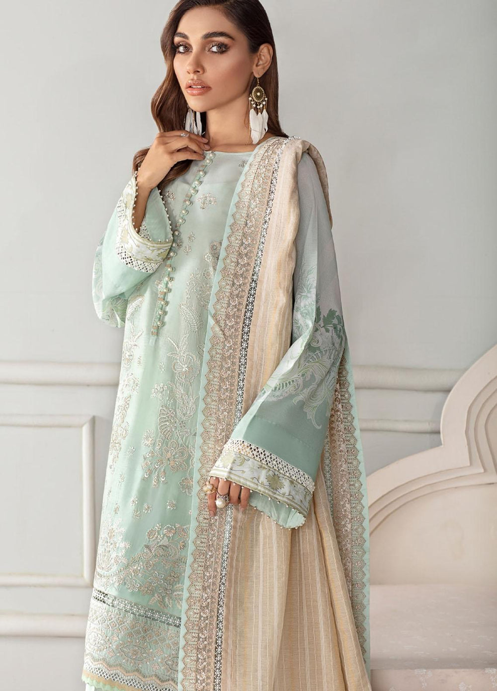 Fuchsia by Baroque Embroidered Lawn Suits Unstitched 3 Piece BQ21F 04 Zuhur - Summer Collection