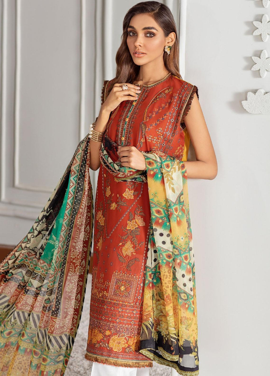Fuchsia by Baroque Embroidered Lawn Suits Unstitched 3 Piece BQ21F 06 Narjis - Summer Collection