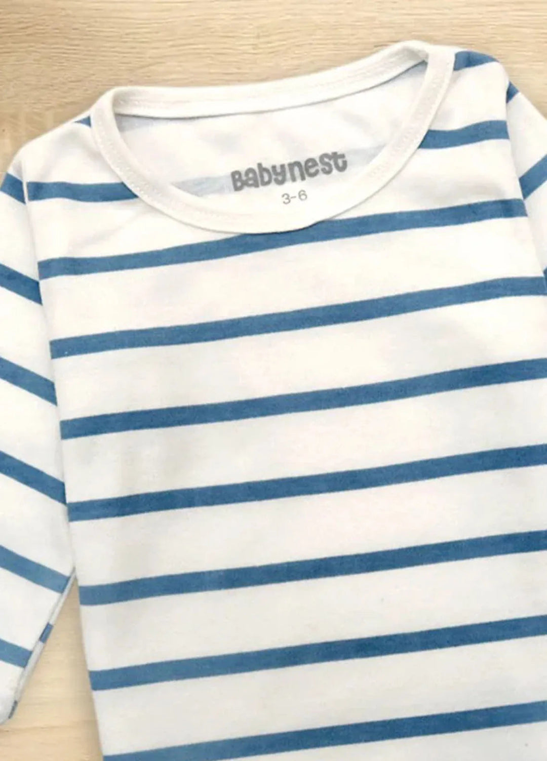 Baby Nest Full sleeves Knit Tshirt Blue and White - SBT-335