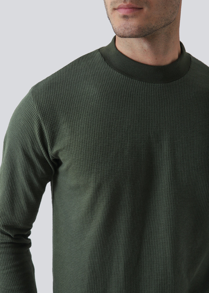 Zenetti Mens RTW Solids Cotton Sweatshirt Olive Green WZ-002 - Casual Collection