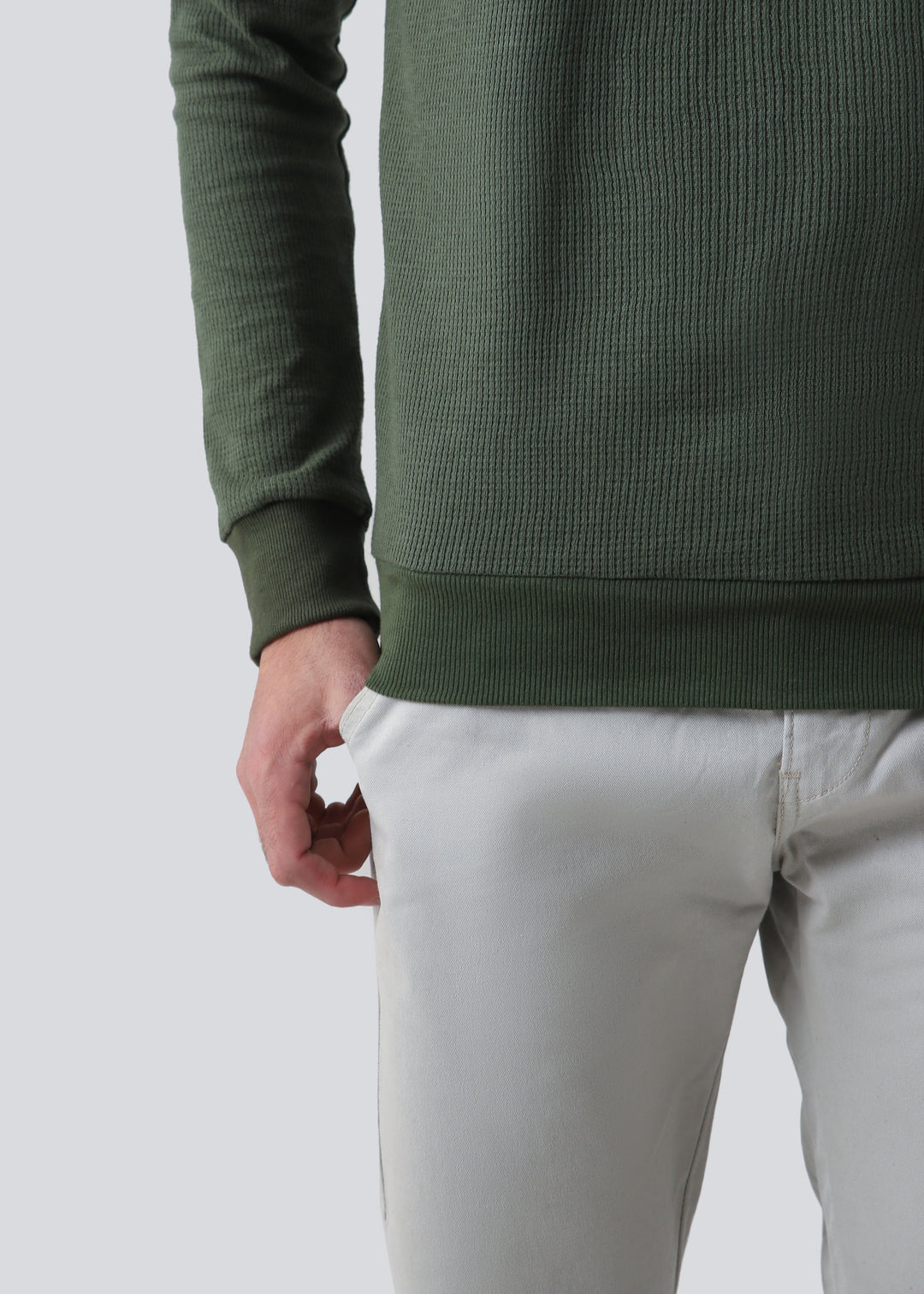 Zenetti Mens RTW Solids Cotton Sweatshirt Olive Green WZ-002 - Casual Collection