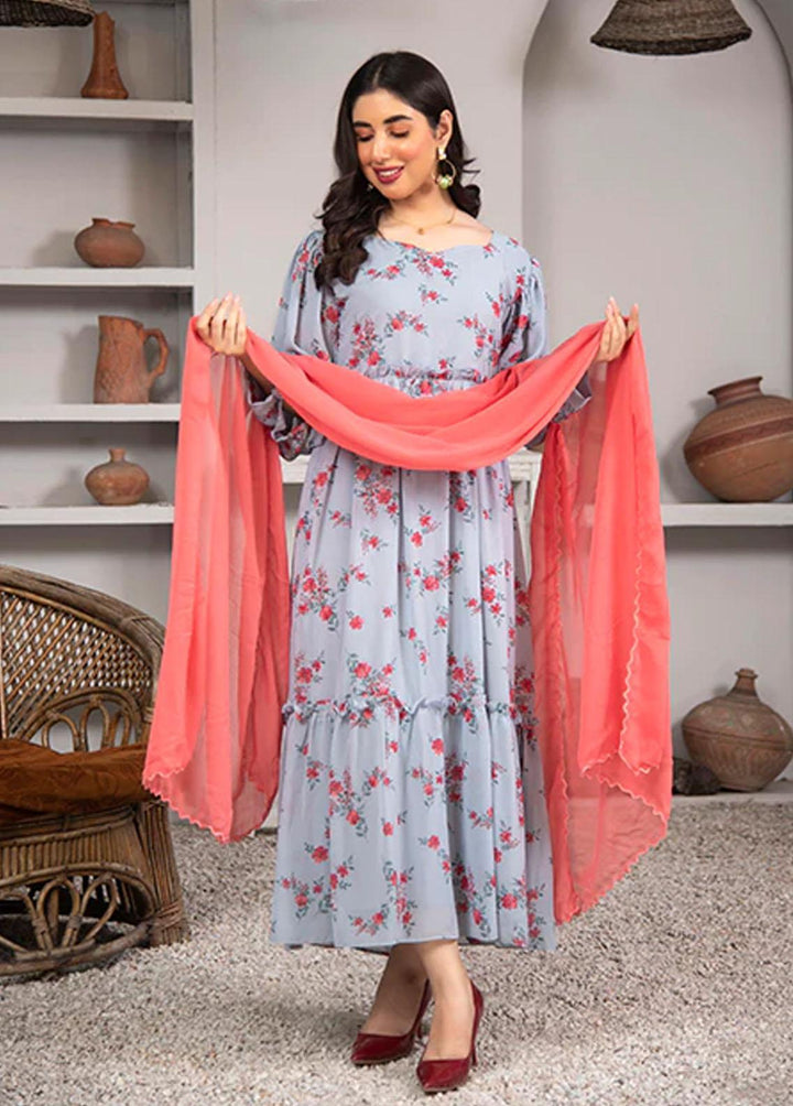 Nazmina Pret Printed Chiffon 2 Piece NZ23F FR-636 Smokey Florals